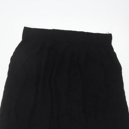 Dorothy Perkins Women Black UK 16 A-Line Knee Length Elastic Waist Skirt