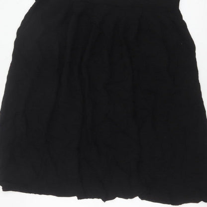 Dorothy Perkins Women Black UK 16 A-Line Knee Length Elastic Waist Skirt