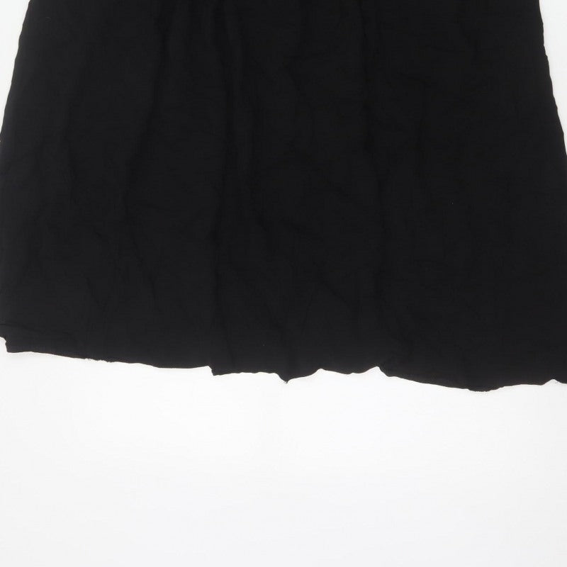 Dorothy Perkins Women Black UK 16 A-Line Knee Length Elastic Waist Skirt