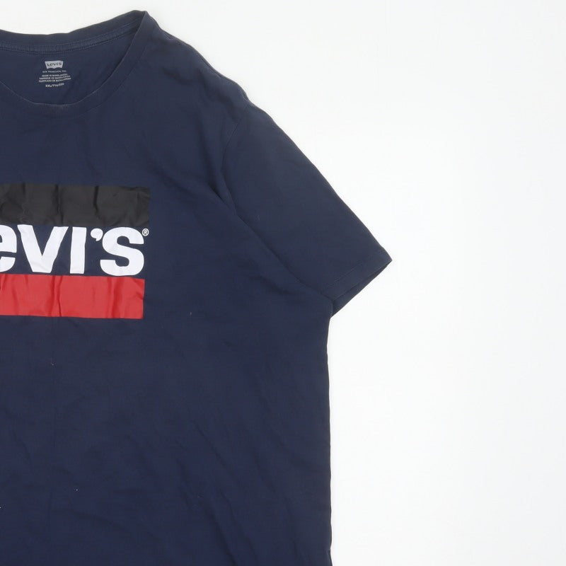 Levi's Men Blue 2XL Logo Graphic Print Crew Neck T-Shirt
