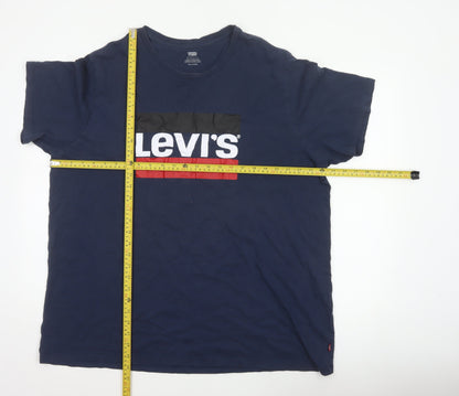 Levi's Men Blue 2XL Logo Graphic Print Crew Neck T-Shirt