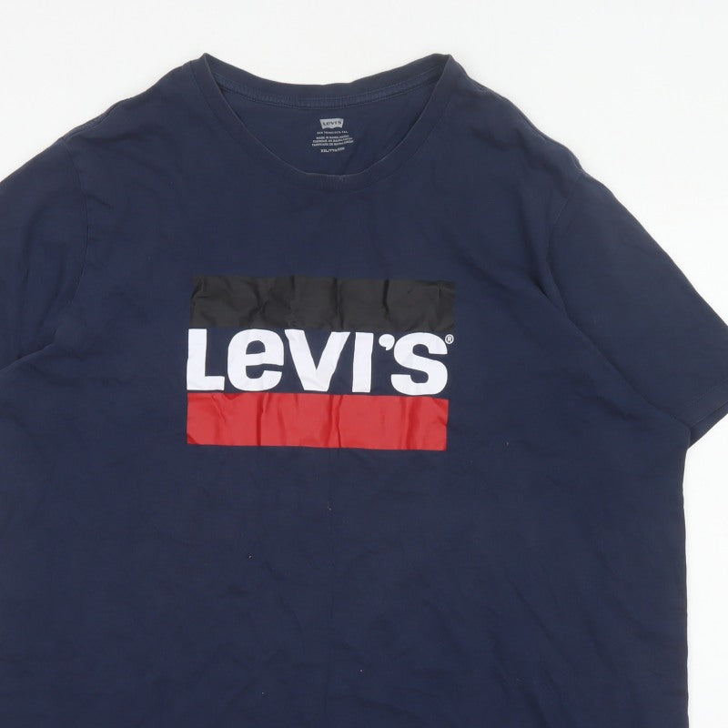 Levi's Men Blue 2XL Logo Graphic Print Crew Neck T-Shirt