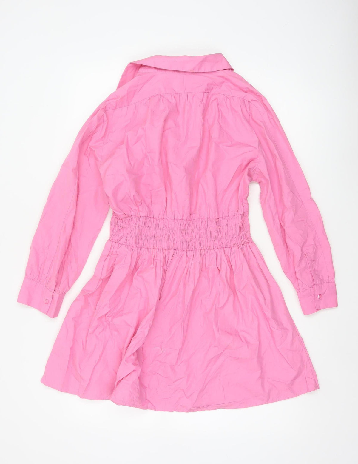 Zara Women Pink Size 12 Shirt Dress Smocked Waist Cotton