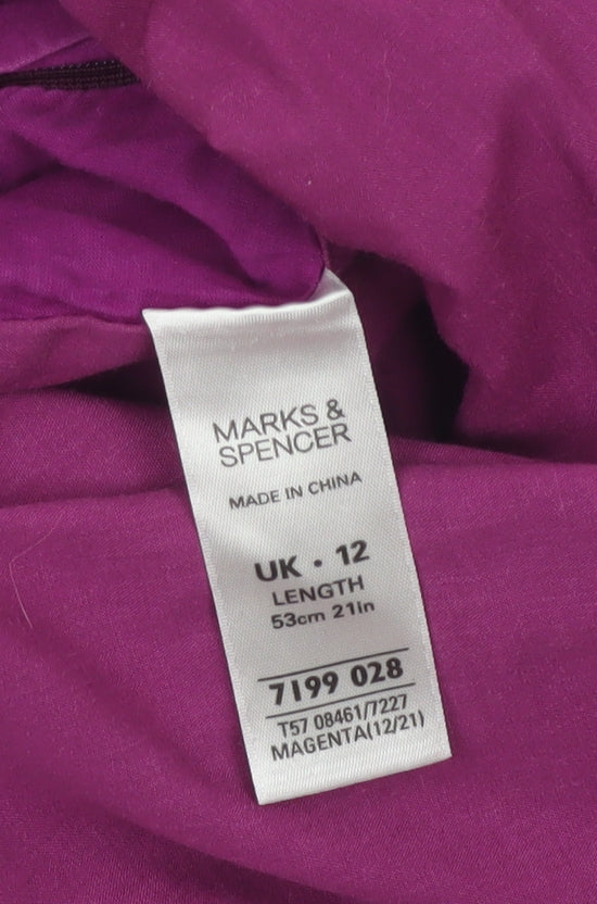 Marks & Spencer Women Purple UK 12 A-Line Knee Length Lined Skirt