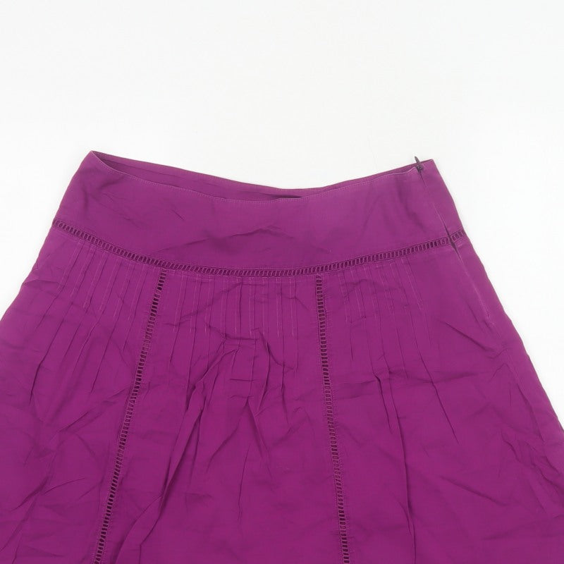 Marks & Spencer Women Purple UK 12 A-Line Knee Length Lined Skirt