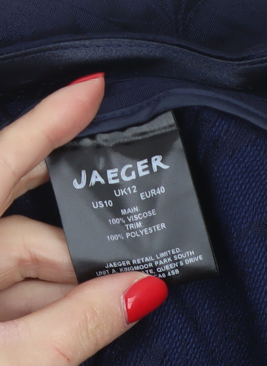 Jaeger Women’s Blue UK 12 A-Line Lined Viscose Midi Skirt