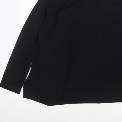UNIQLO Women Black M Basic V-Neck Long Sleeve Lyocell Blouse