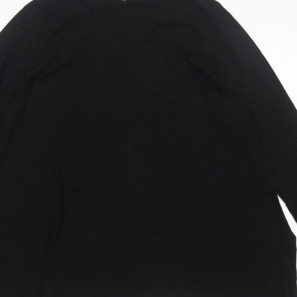 UNIQLO Women Black M Basic V-Neck Long Sleeve Lyocell Blouse