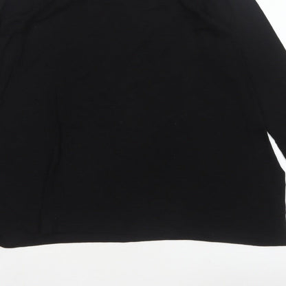 UNIQLO Women Black M Basic V-Neck Long Sleeve Lyocell Blouse