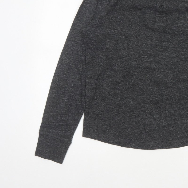 GAP Men’s Grey Size S Long Sleeve Cotton Blend Henley Button Top