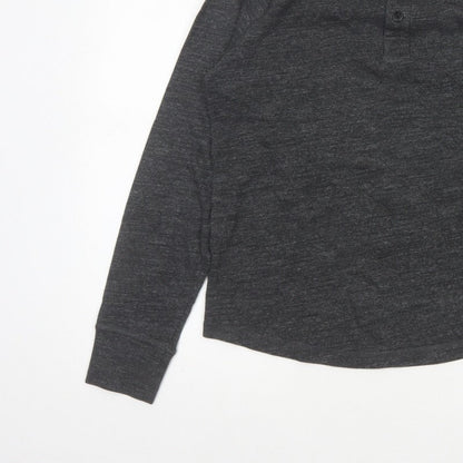 GAP Men’s Grey Size S Long Sleeve Cotton Blend Henley Button Top