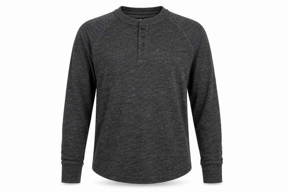 GAP Men’s Grey Size S Long Sleeve Cotton Blend Henley Button Top