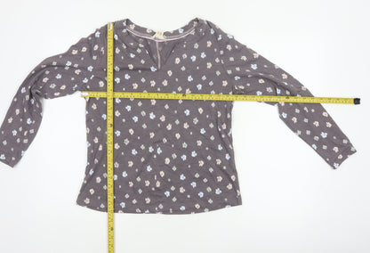 White Stuff Women’s Grey Floral Long Sleeve V-Neck Blouse UK 10