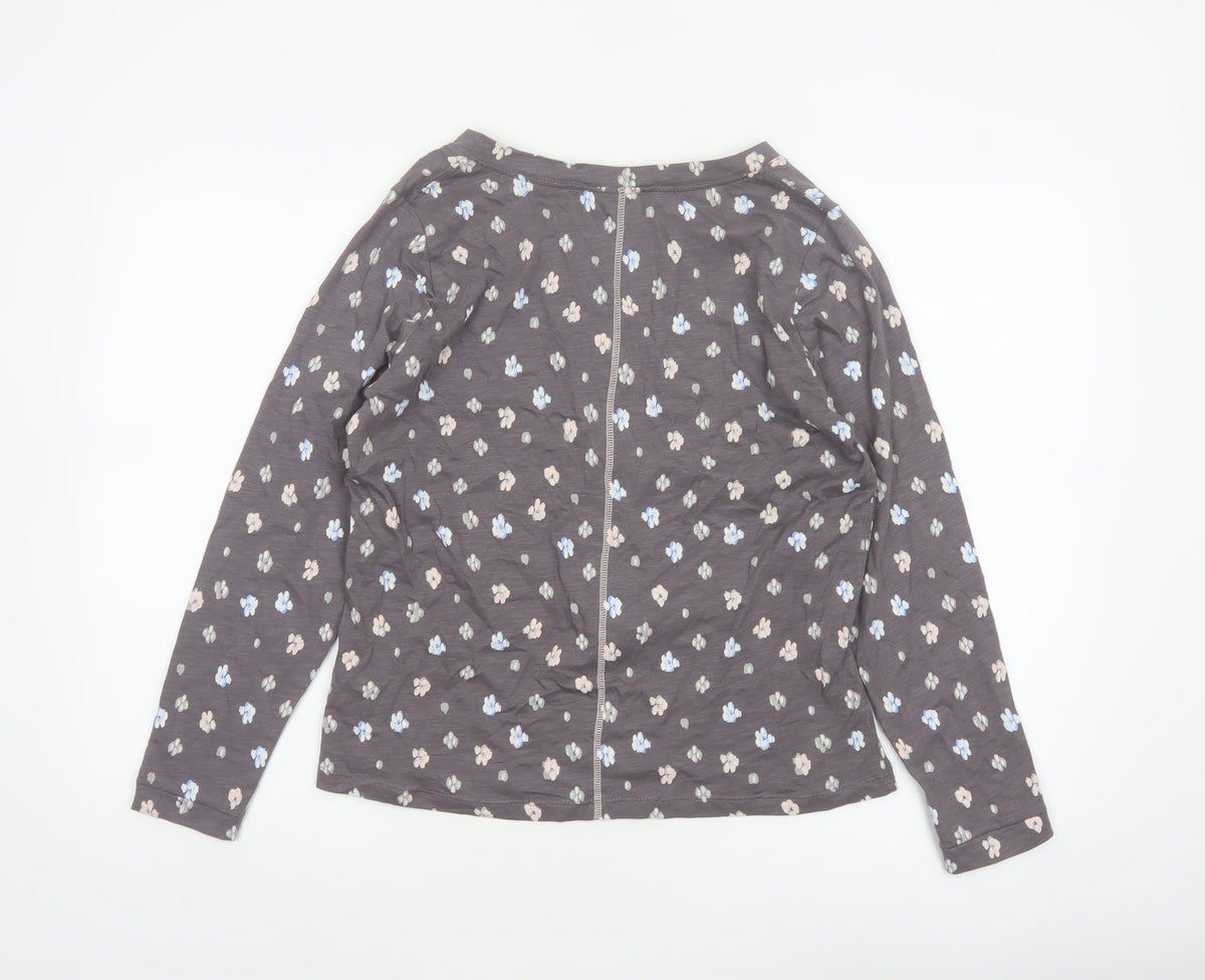 White Stuff Women’s Grey Floral Long Sleeve V-Neck Blouse UK 10