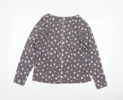 White Stuff Women’s Grey Floral Long Sleeve V-Neck Blouse UK 10