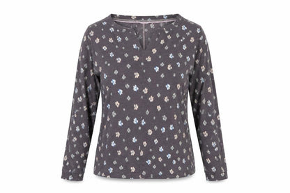 White Stuff Women’s Grey Floral Long Sleeve V-Neck Blouse UK 10