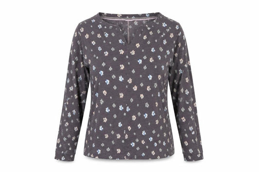 White Stuff Women’s Grey Floral Long Sleeve V-Neck Blouse UK 10