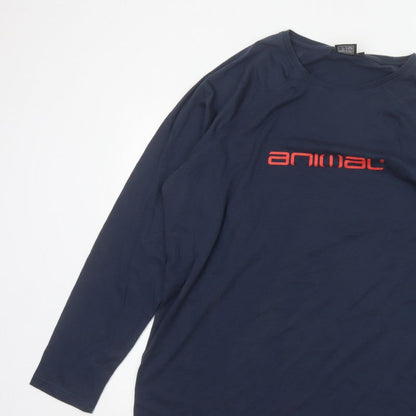 Animal Men's Blue 2XL Long Sleeve Graphic Logo Crew Neck T-Shirt