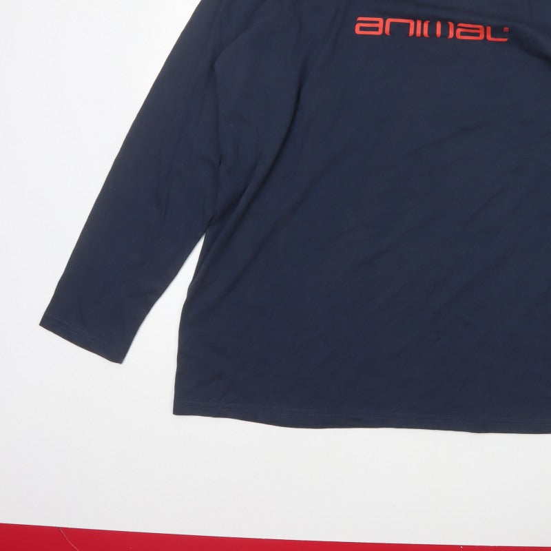 Animal Men's Blue 2XL Long Sleeve Graphic Logo Crew Neck T-Shirt