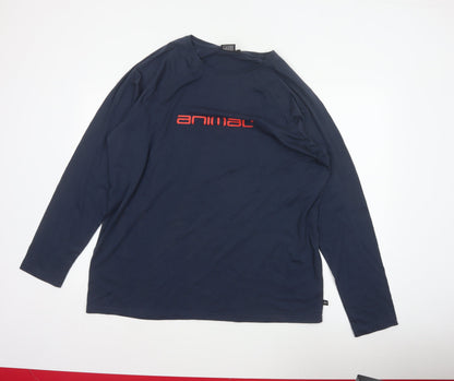Animal Men's Blue 2XL Long Sleeve Graphic Logo Crew Neck T-Shirt