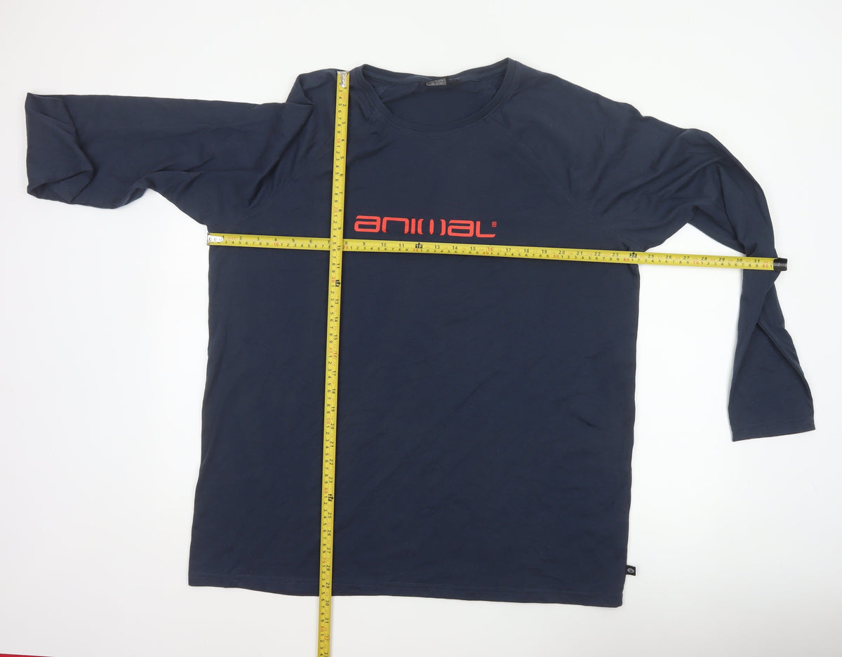 Animal Men's Blue 2XL Long Sleeve Graphic Logo Crew Neck T-Shirt
