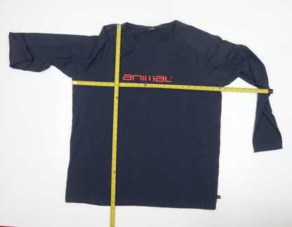 Animal Men's Blue 2XL Long Sleeve Graphic Logo Crew Neck T-Shirt
