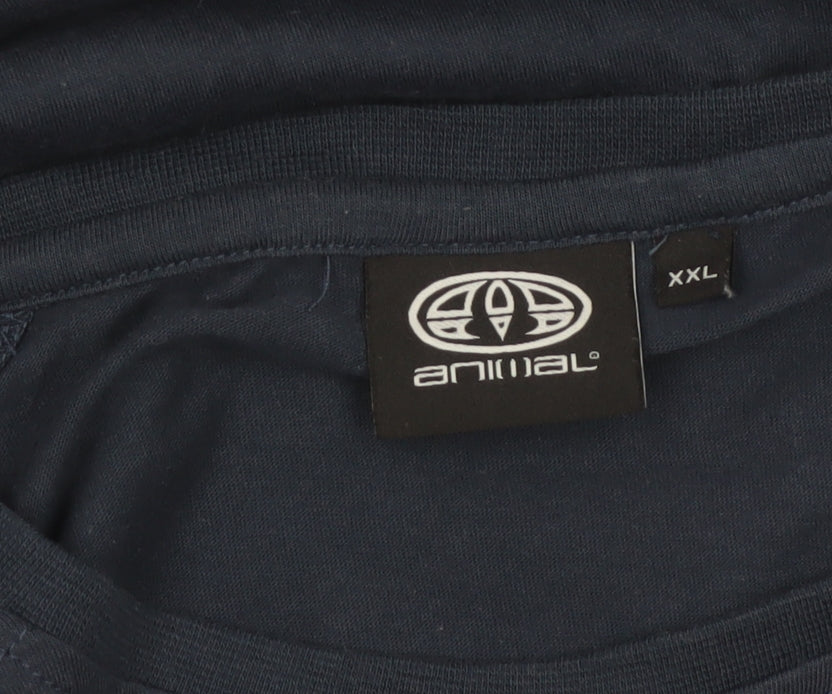 Animal Men's Blue 2XL Long Sleeve Graphic Logo Crew Neck T-Shirt