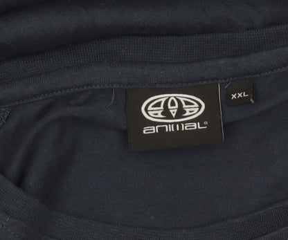 Animal Men's Blue 2XL Long Sleeve Graphic Logo Crew Neck T-Shirt
