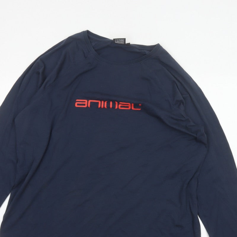 Animal Men's Blue 2XL Long Sleeve Graphic Logo Crew Neck T-Shirt