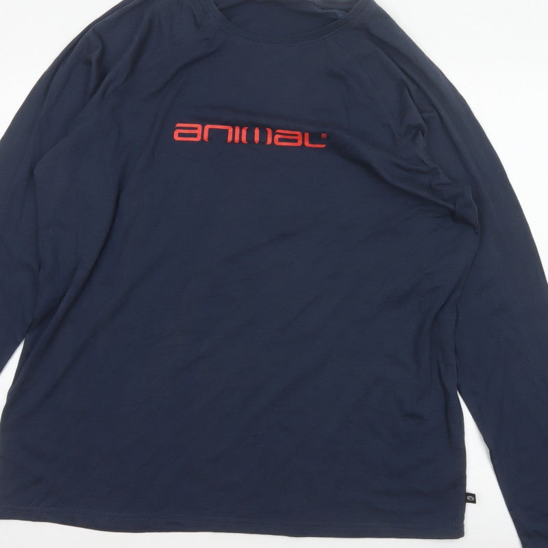 Animal Men's Blue 2XL Long Sleeve Graphic Logo Crew Neck T-Shirt