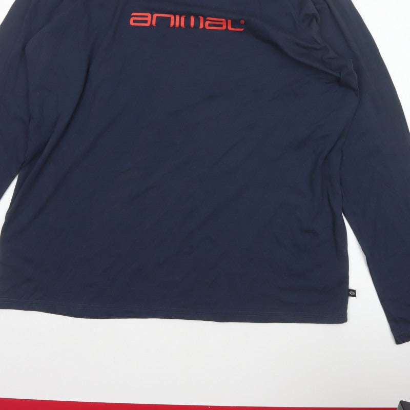 Animal Men's Blue 2XL Long Sleeve Graphic Logo Crew Neck T-Shirt