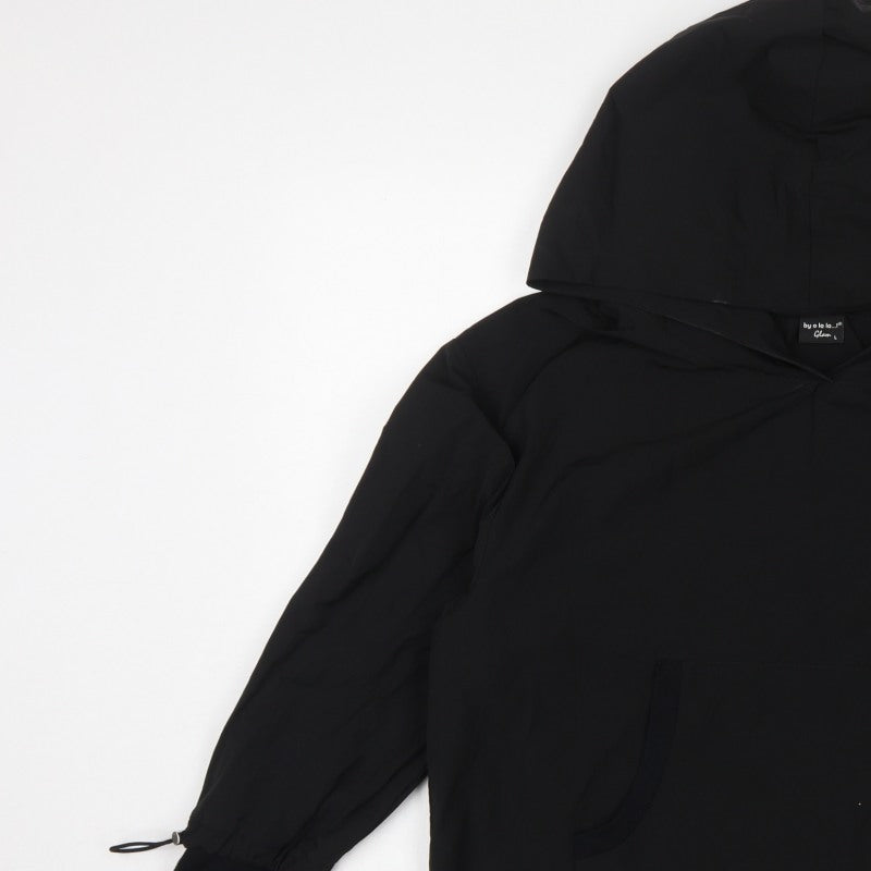 by o la la Glam Women’s Black L Hooded Anorak Jacket Kangaroo Pocket