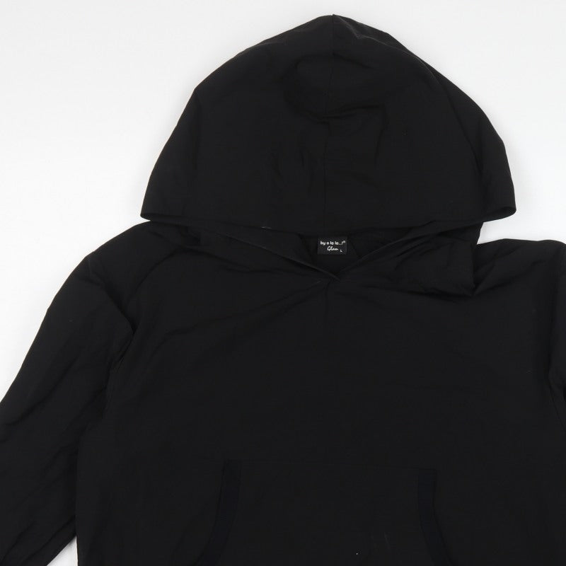 by o la la Glam Women’s Black L Hooded Anorak Jacket Kangaroo Pocket