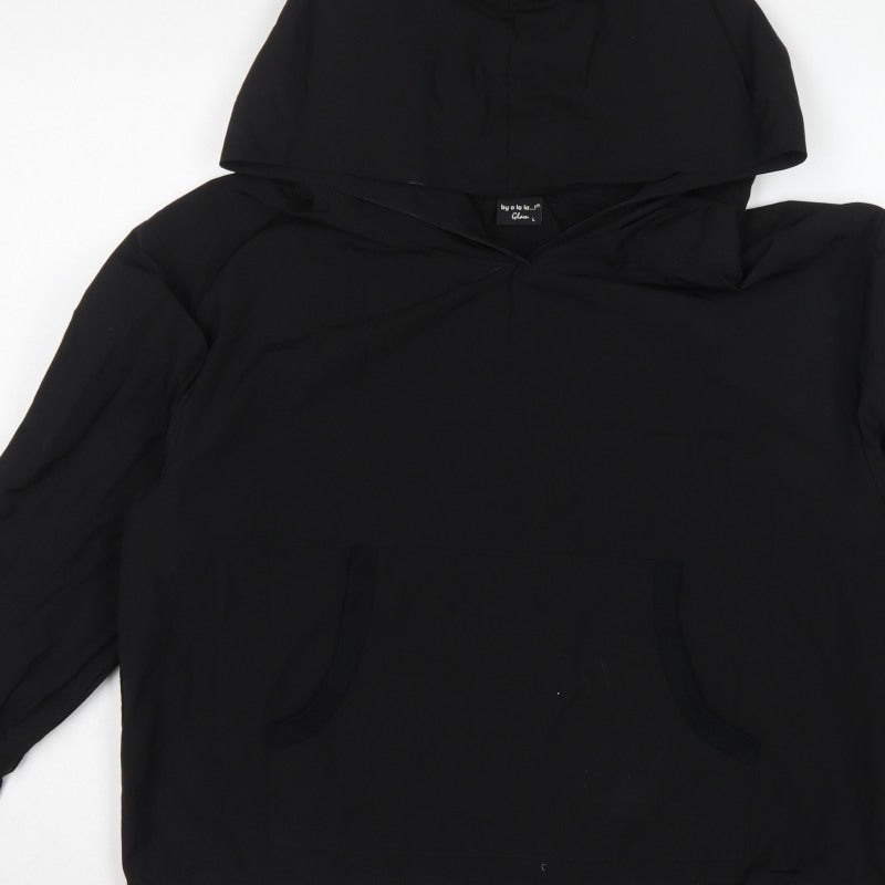 by o la la Glam Women’s Black L Hooded Anorak Jacket Kangaroo Pocket