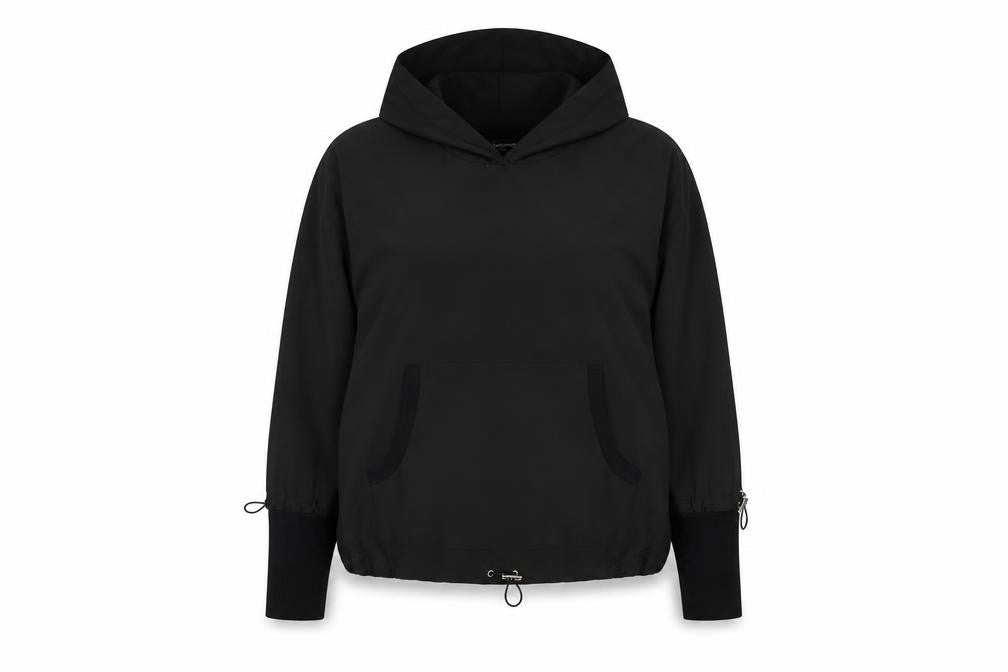 by o la la Glam Women’s Black L Hooded Anorak Jacket Kangaroo Pocket