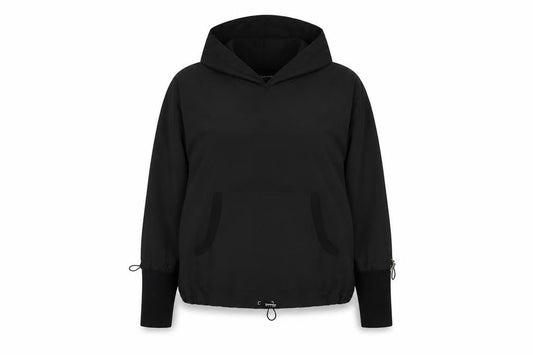 by o la la Glam Women’s Black L Hooded Anorak Jacket Kangaroo Pocket