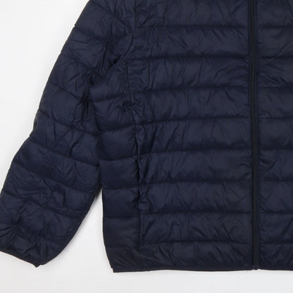 TU Men's Blue 2XL Puffer Jacket Quilted Full Zip Polyamide