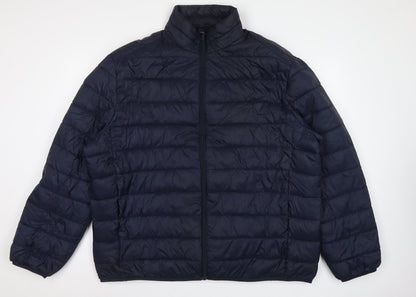 TU Men's Blue 2XL Puffer Jacket Quilted Full Zip Polyamide