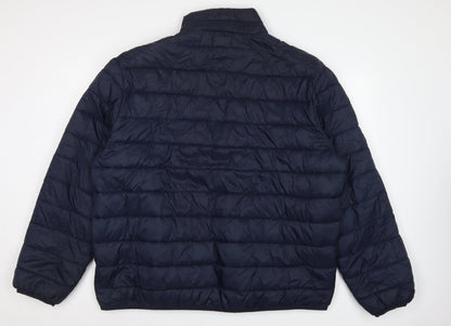 TU Men's Blue 2XL Puffer Jacket Quilted Full Zip Polyamide
