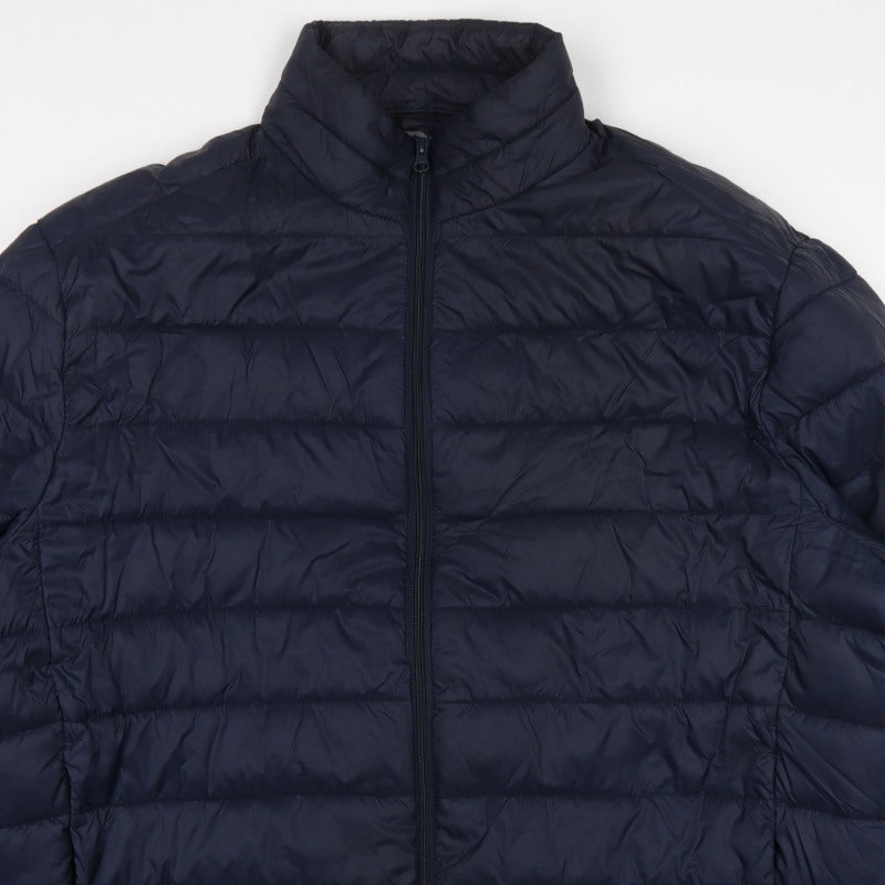 TU Men's Blue 2XL Puffer Jacket Quilted Full Zip Polyamide