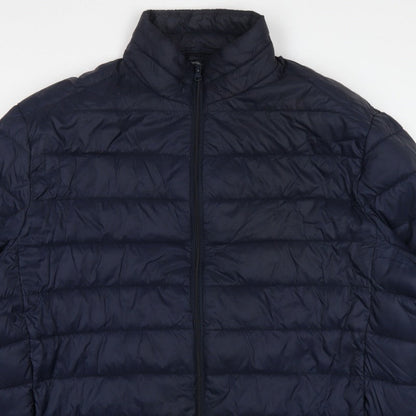 TU Men's Blue 2XL Puffer Jacket Quilted Full Zip Polyamide