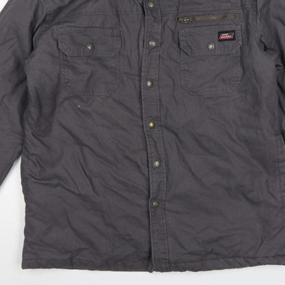 Dickies Men's Grey L Basic Hooded Cotton Workwear Jacket Lined