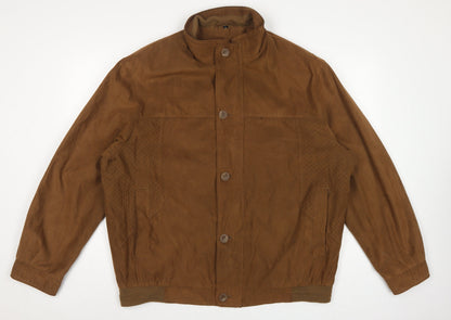 Baxa Peklu Men’s Brown Large Basic Jacket Faux Suede Stand Collar