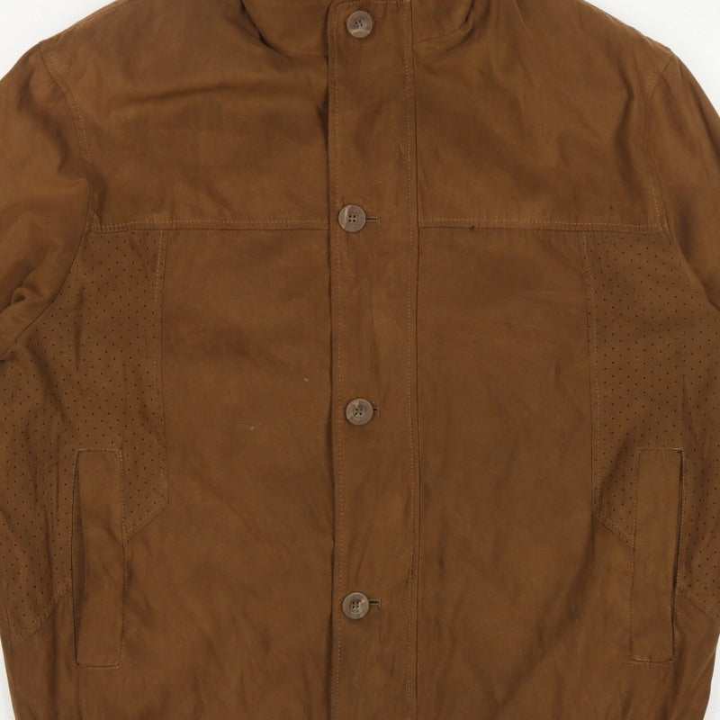Baxa Peklu Men’s Brown Large Basic Jacket Faux Suede Stand Collar
