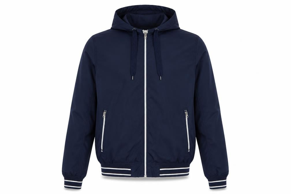 Cedarwood State Men’s Blue Medium Hooded Bomber Jacket Full Zip