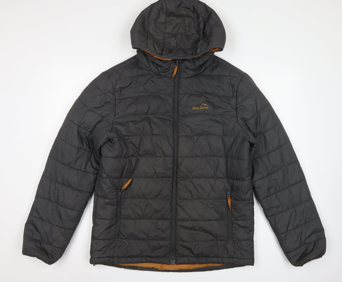 Peter Storm Men Black S Puffer Jacket Hooded Quilted Outdoor