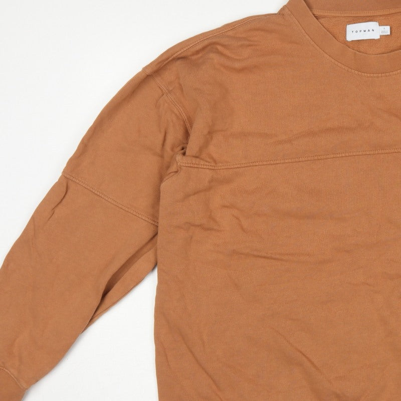 Topman Men’s Brown L Crew Neck Pocket Pullover Sweatshirt