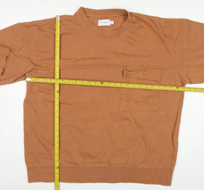 Topman Men’s Brown L Crew Neck Pocket Pullover Sweatshirt