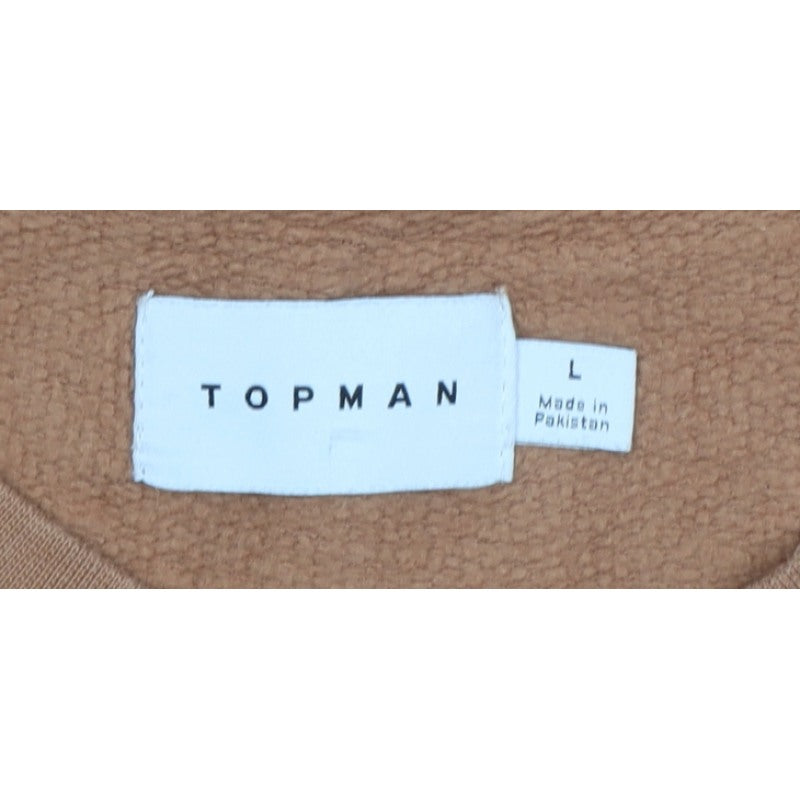 Topman Men’s Brown L Crew Neck Pocket Pullover Sweatshirt