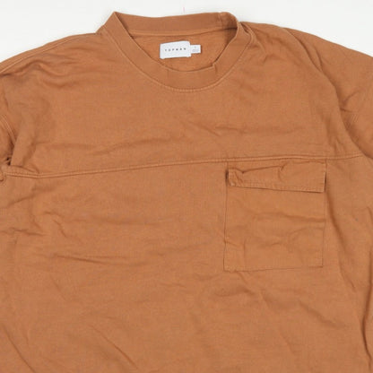 Topman Men’s Brown L Crew Neck Pocket Pullover Sweatshirt
